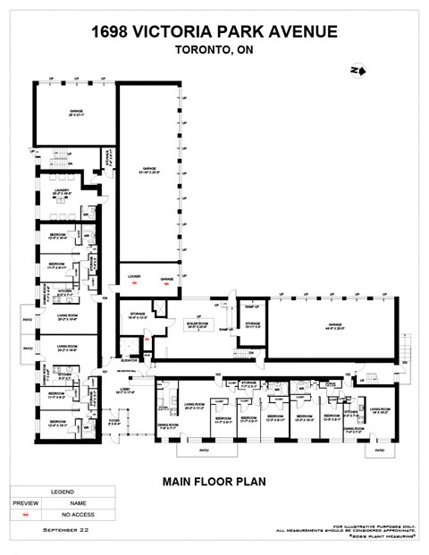 Floor plan for 1 bed, 1 bath, 661 sqft
